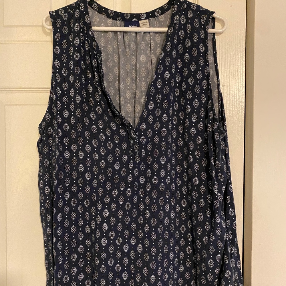 Basic Editions Blue printed Tunic Tank XXL